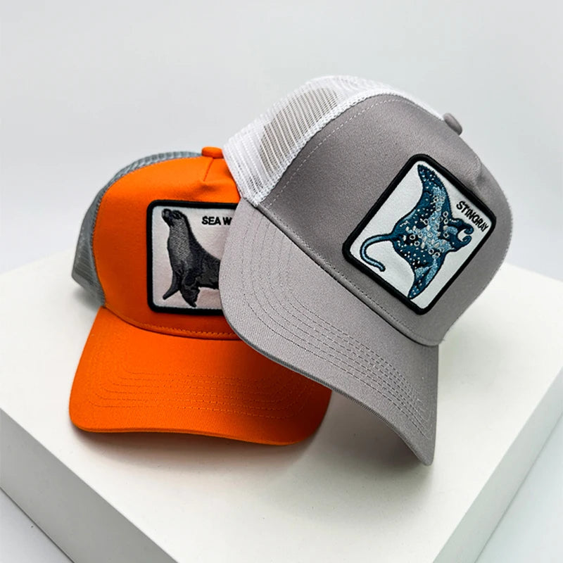 Color Block Cartoon Marine Animal Snapback Cap