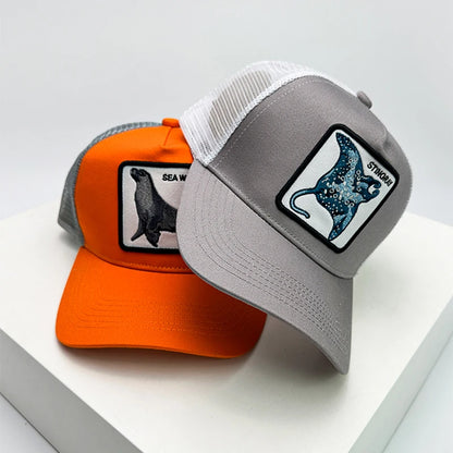 Color Block Cartoon Marine Animal Snapback Cap