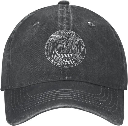 Niagara Falls Graphic Distressed Denim Baseball Cap