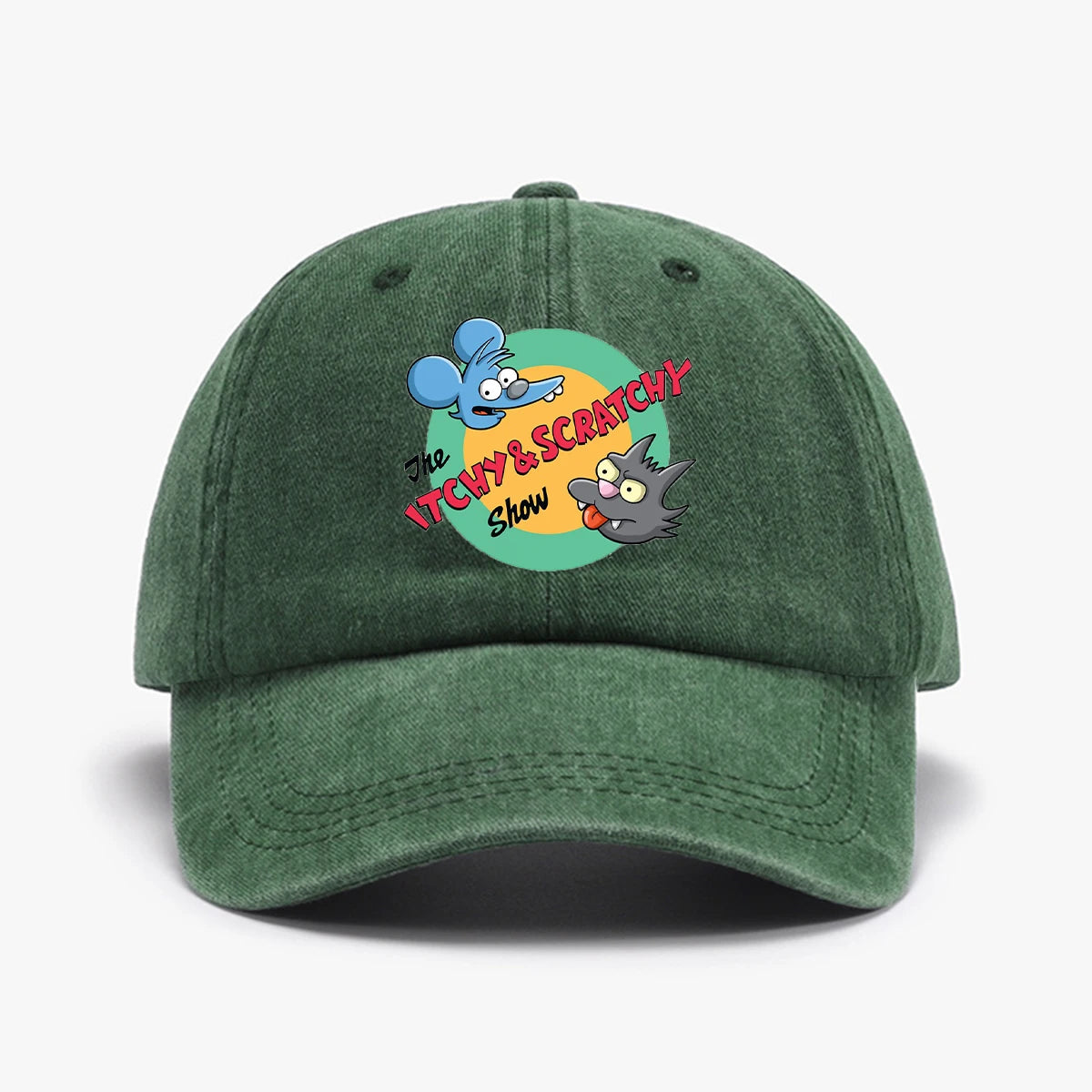 Retro Washed Distressed Print Baseball Cap
