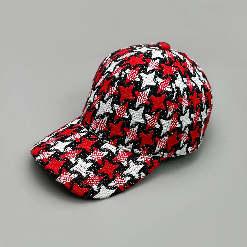 Versatile Color Block British Check Snapback Cap
