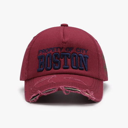 Boston Side Embroidered Hole Duckbill Baseball Cap