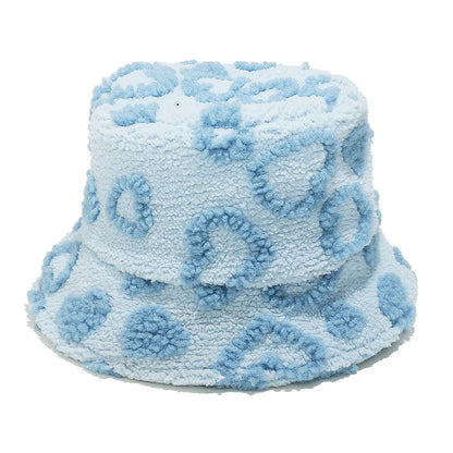 Sherpa Heart Pattern Winter Bucket Hat