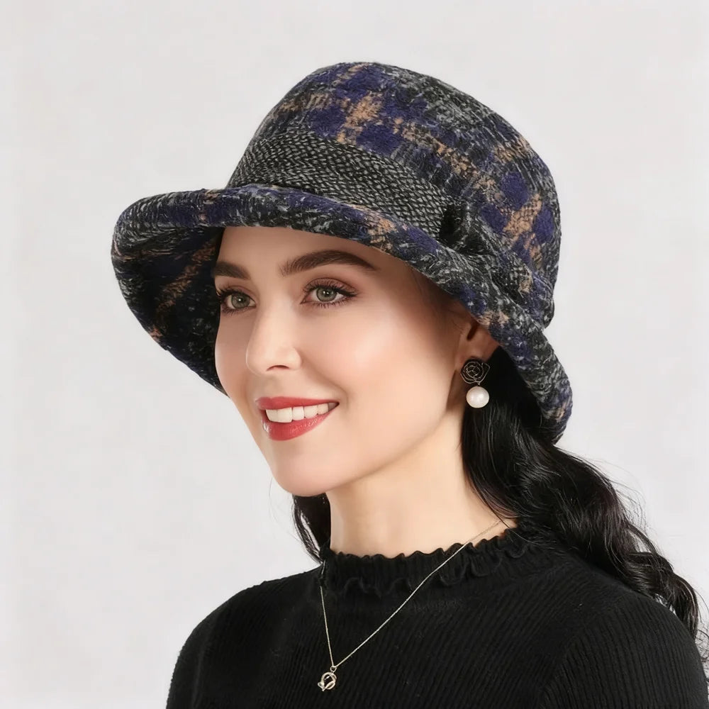 Bow Woolen Fisherman Hat Women Autumn Winter