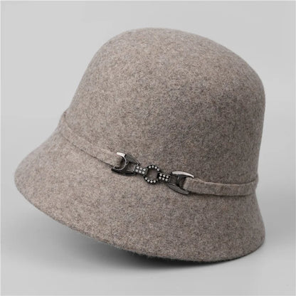 Women's Premium Wool Buckle Winter Bucket Hat
