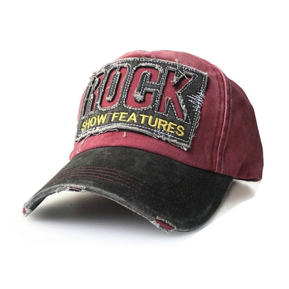 High Quality Letter ROCK Embroidery Cotton Baseball Cap