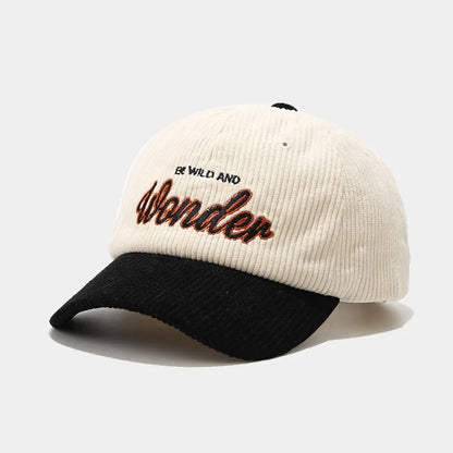 WONDER Corduroy Embroidered Winter Baseball Cap