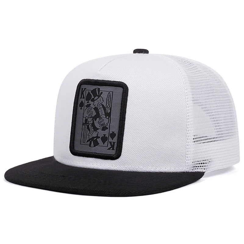 Unisex Poker K Embroidered Flat Brim Baseball Cap