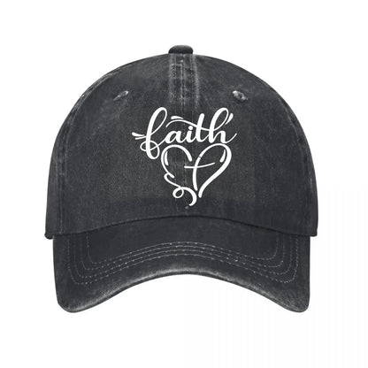 Vintage Faith Heart Washed Cotton Family Baseball Cap