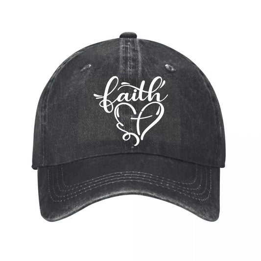 Vintage Faith Heart Washed Cotton Family Baseball Cap