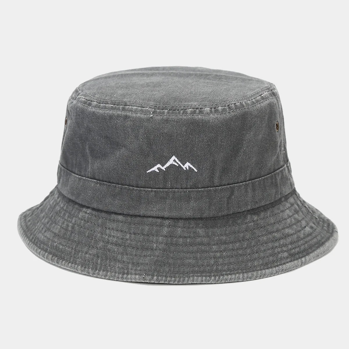 Vintage Mountain Embroidery Outdoor Hiking Bucket Hat