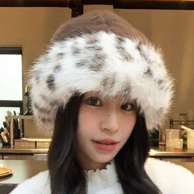 Mongolian Plush Fur Winter Bucket Hat