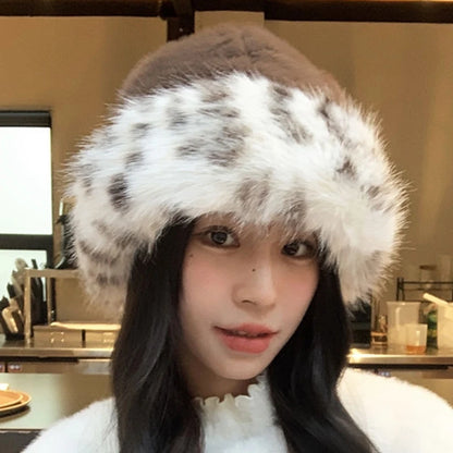 Mongolian Plush Fur Winter Bucket Hat