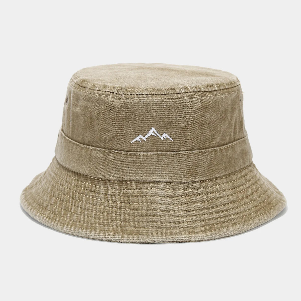 Vintage Mountain Embroidery Outdoor Hiking Bucket Hat