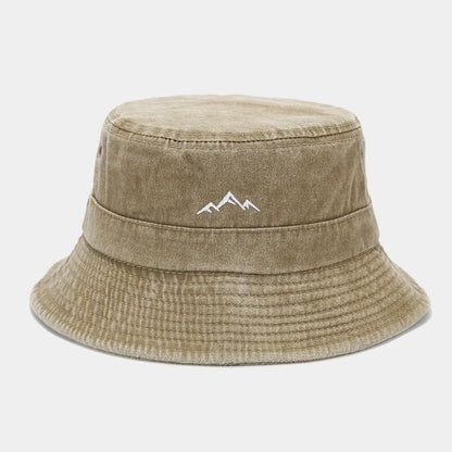 Vintage Mountain Embroidery Outdoor Hiking Bucket Hat