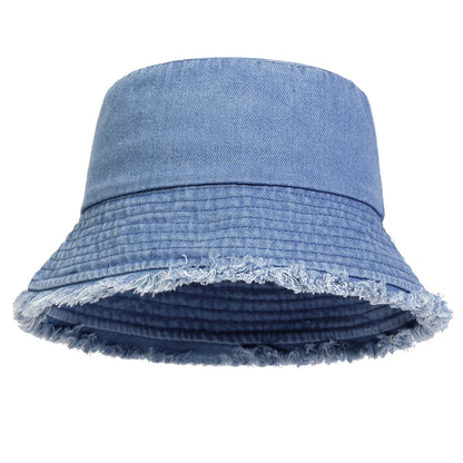Unisex Denim Cutout Edge Casual Bucket Hat