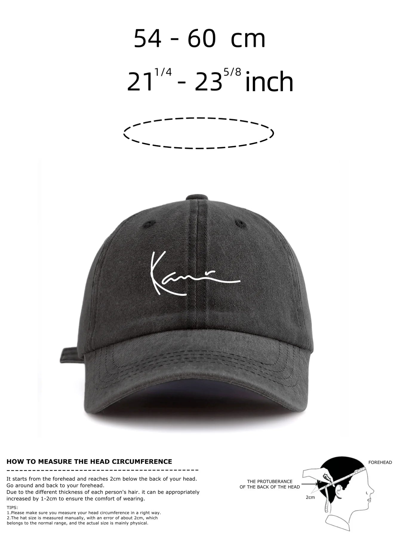 K Print Minimalist Retro Washed Baseball Cap