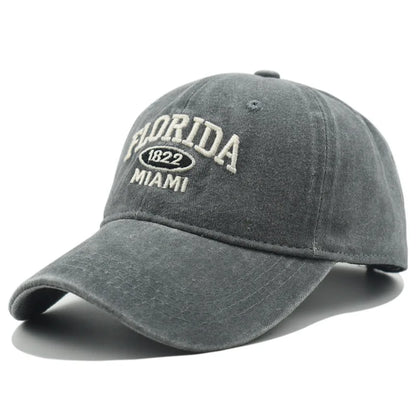 Vintage Washed Florida Embroidery Baseball Cap