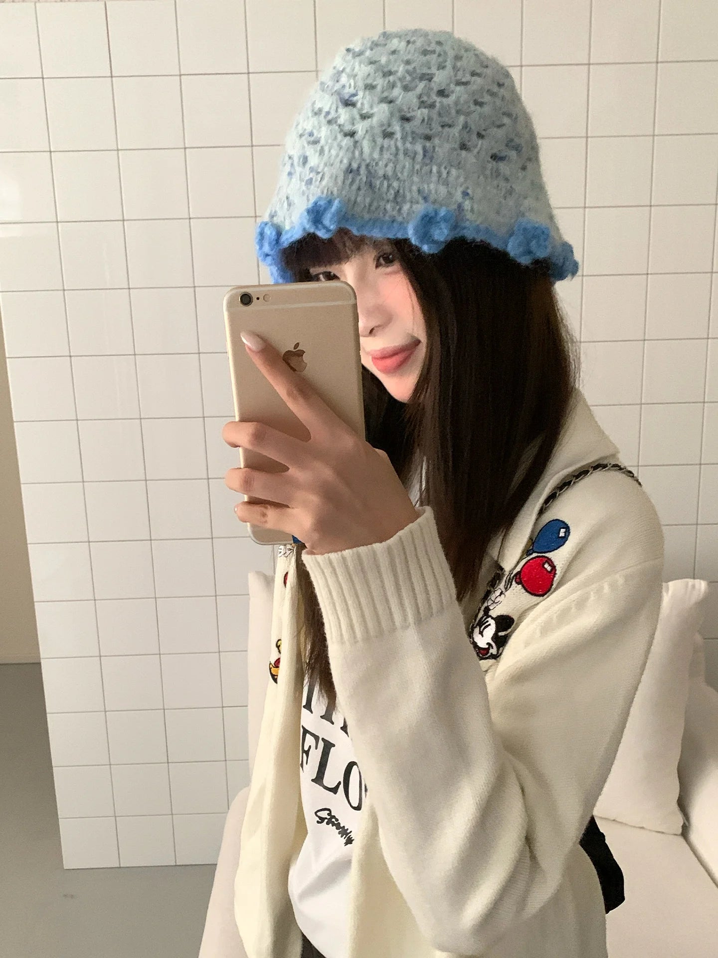 Women's Openwork Knitted Wool Bucket Hat