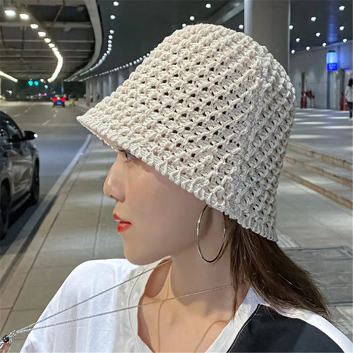 Summer Thin Woolen Knitted Leisure Bucket Hat