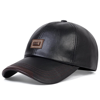 PU Leather Letter Label Baseball Cap