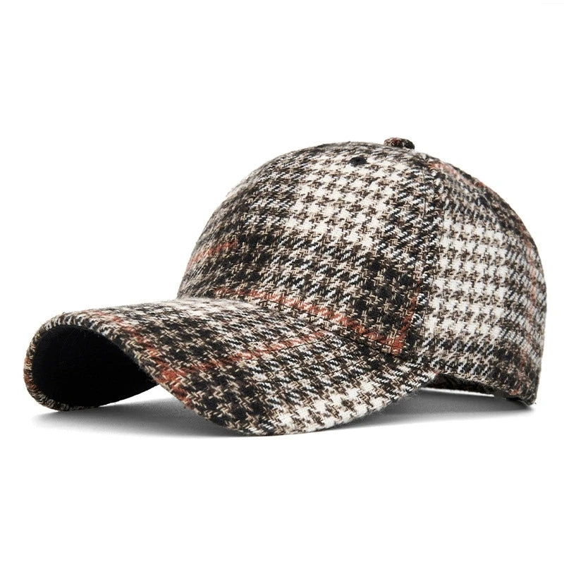 Classic Plaid Hard Brim Face Slimming Duckbill Baseball Hat