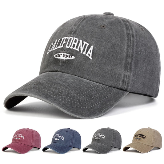 Unisex CALIFORNIA Letter Embroidery Wash Baseball Caps