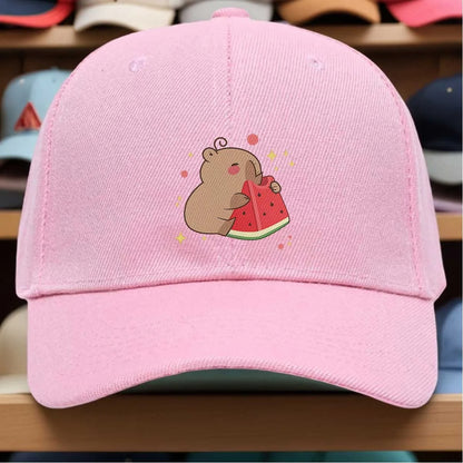 Cute Capybara Eating Watermelon Cotton Baseball Cap