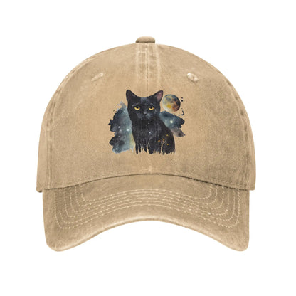 Black Cat Washed Y2K Retro Trucker Baseball Cap