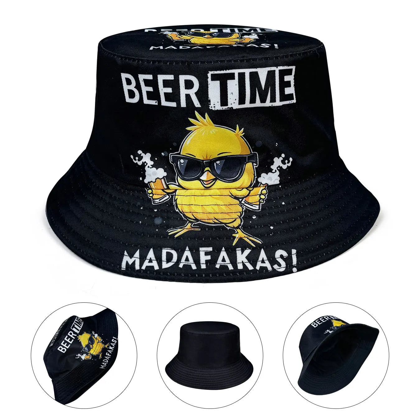 Beer Time Duck Graphic Bucket Hat