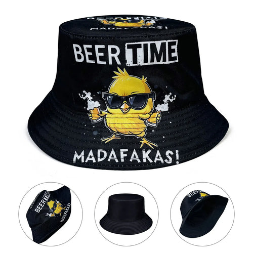 Beer Time Duck Graphic Bucket Hat