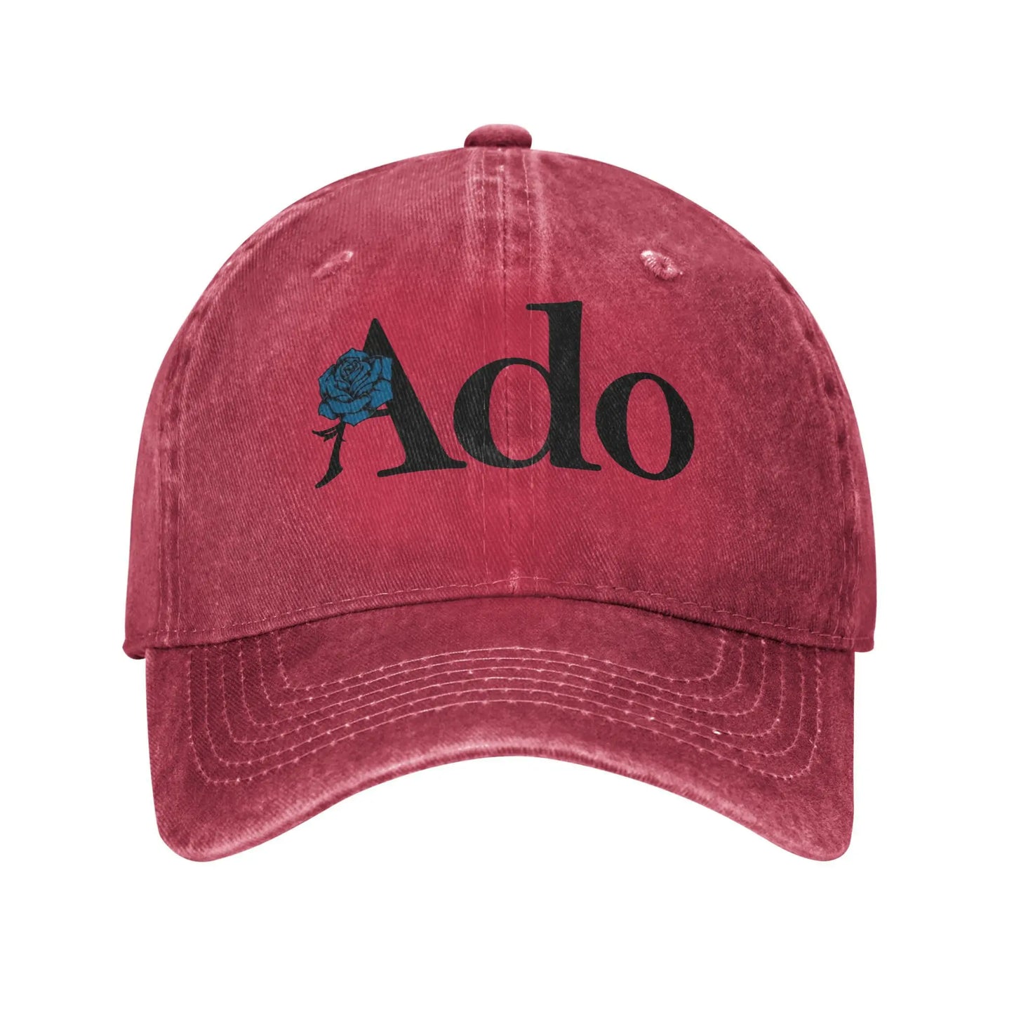 Ado Text Blue Rose Distressed Baseball Cap