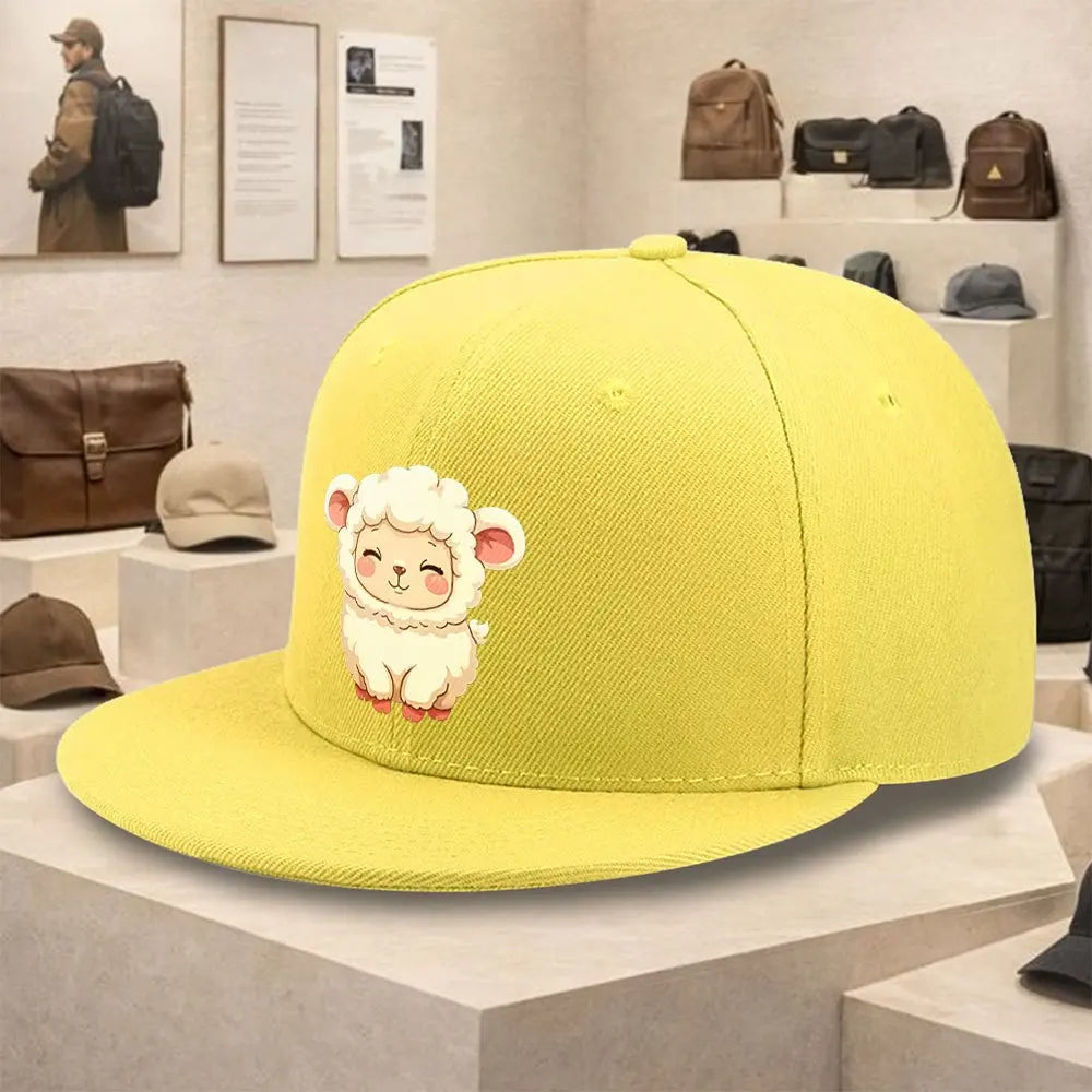Cute Cartoon Lamb Flat Brim Snapback Cap