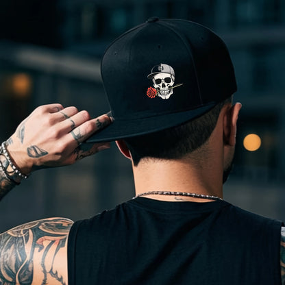 Skull And Rose Embroidered Hip Hop Baseball Hat