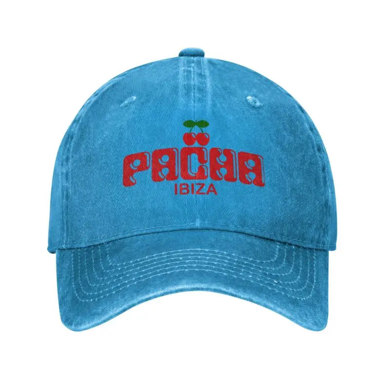 Preppy Cherry Washed Denim Baseball Cap