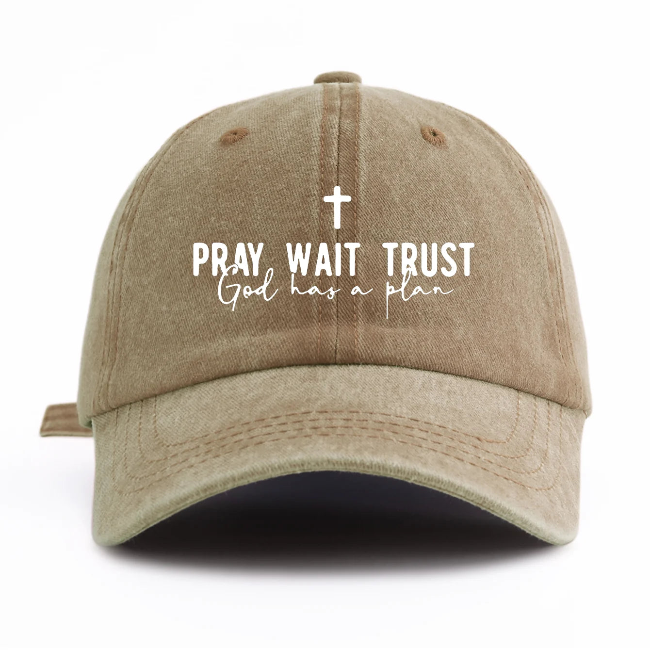 Pray Wait Trust Washed Retro Baseball Cap