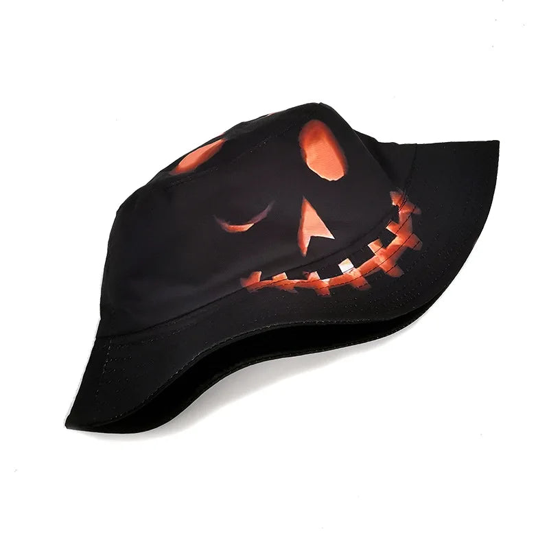 Halloween Pumpkin Ghost Reversible Bucket Hat