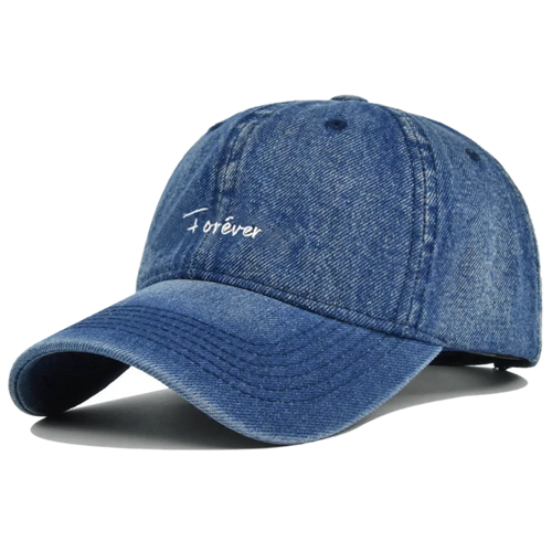 Forever Embroidery Washed Denim Baseball Cap