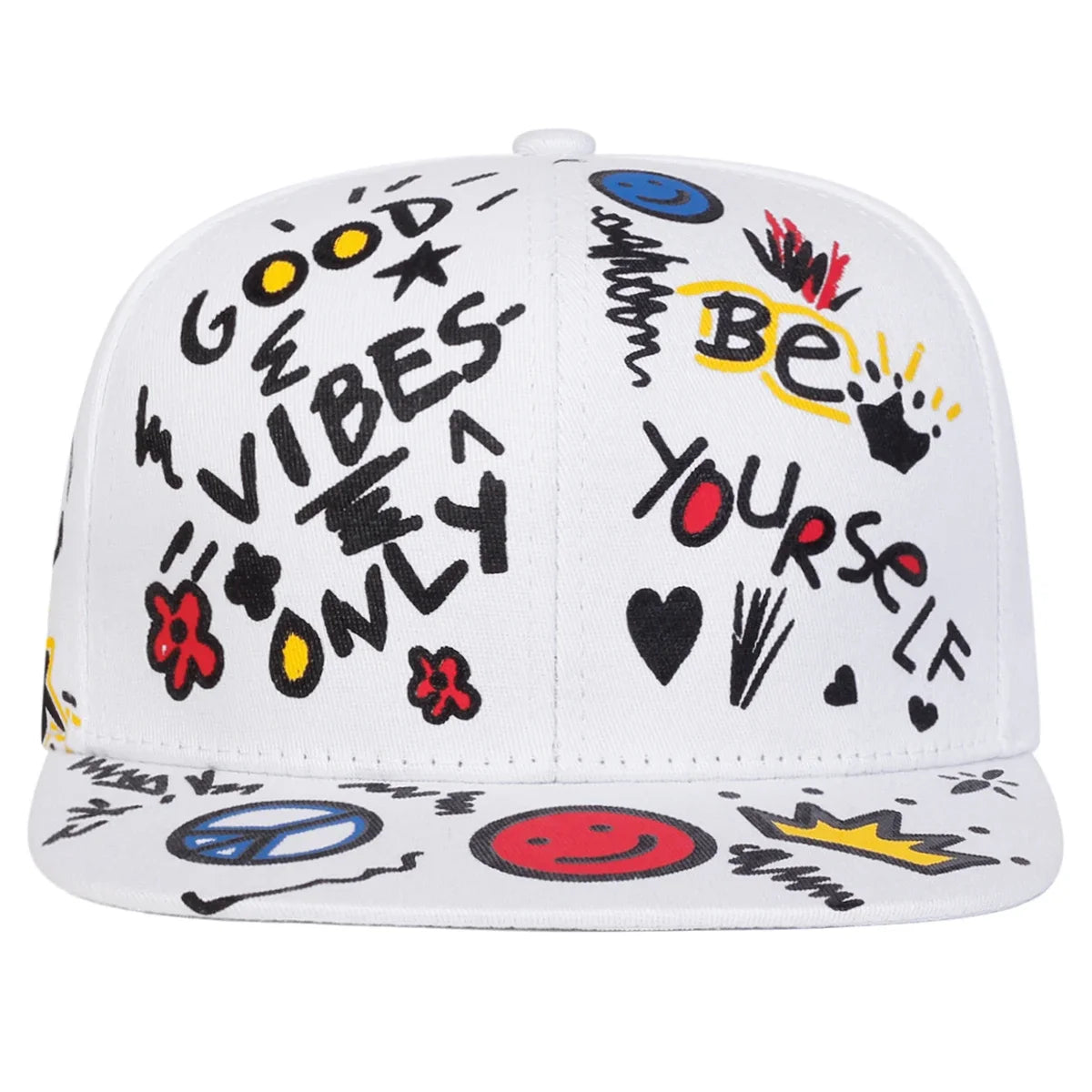 Smiling Graffiti Print Hip Hop Cap