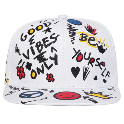 Smiling Graffiti Print Hip Hop Cap