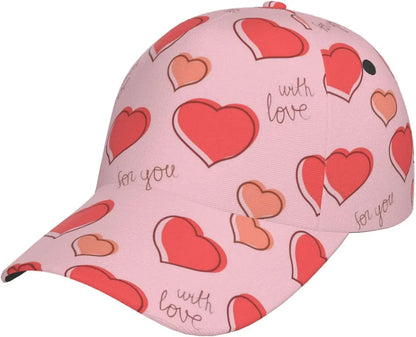 Valentines Red Hearts Adjustable Baseball Cap
