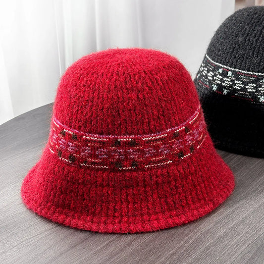 Vintage Fair Isle Wool Winter Bucket Hat