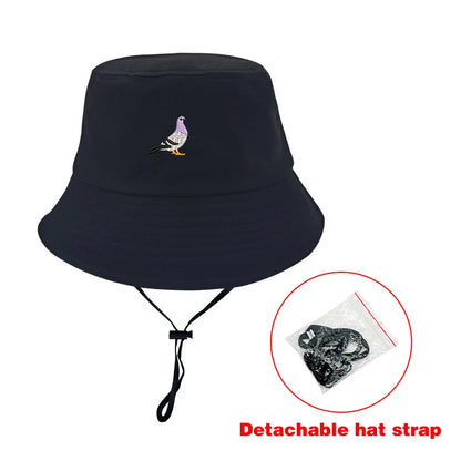 Unisex Embroidered Pigeon Bucket Hat