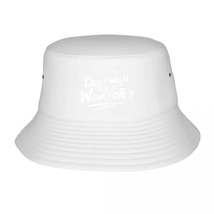 Wish Less Work More Motivational Text Bucket Hat