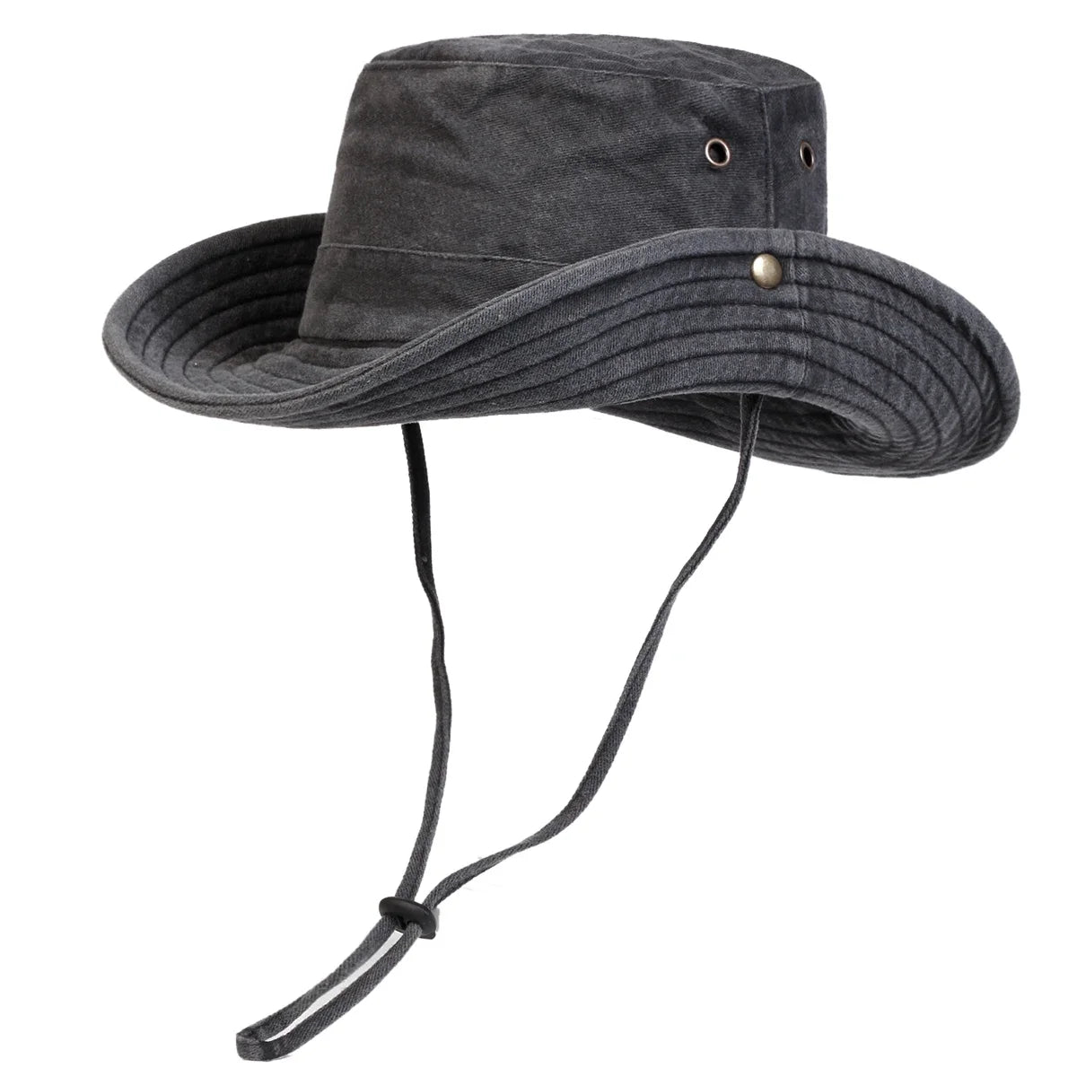 Men’s Solid Color Washed Big Eaved Outdoor Bucket Hat