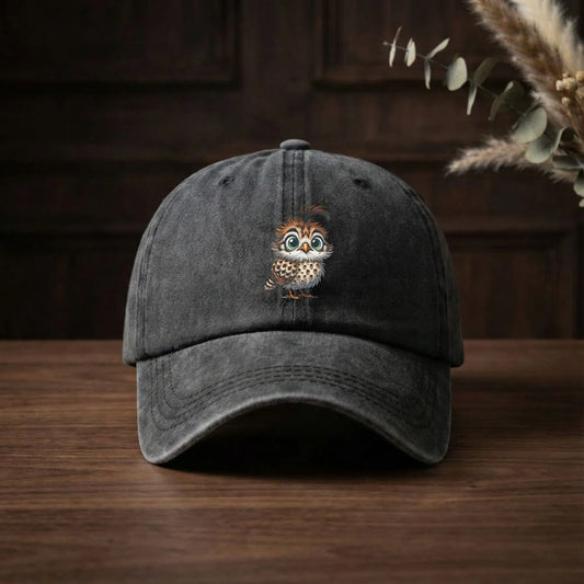 Cute Cartoon Owl Washed Casual Baseball Cap