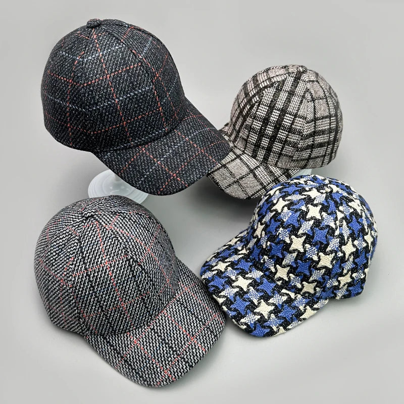 Versatile Color Block British Check Snapback Cap