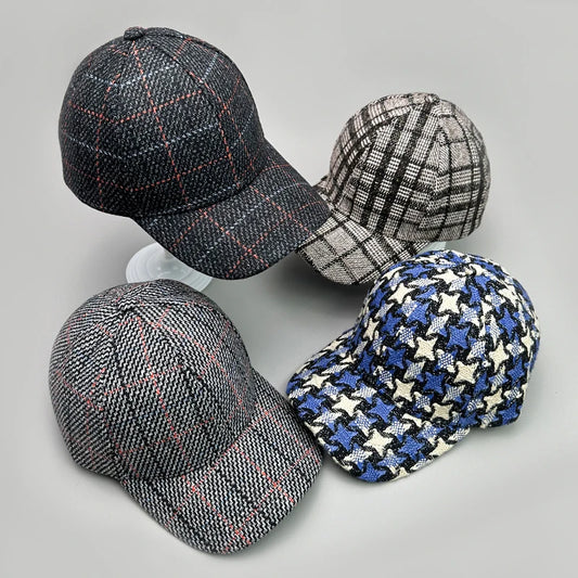 Versatile Color Block British Check Snapback Cap