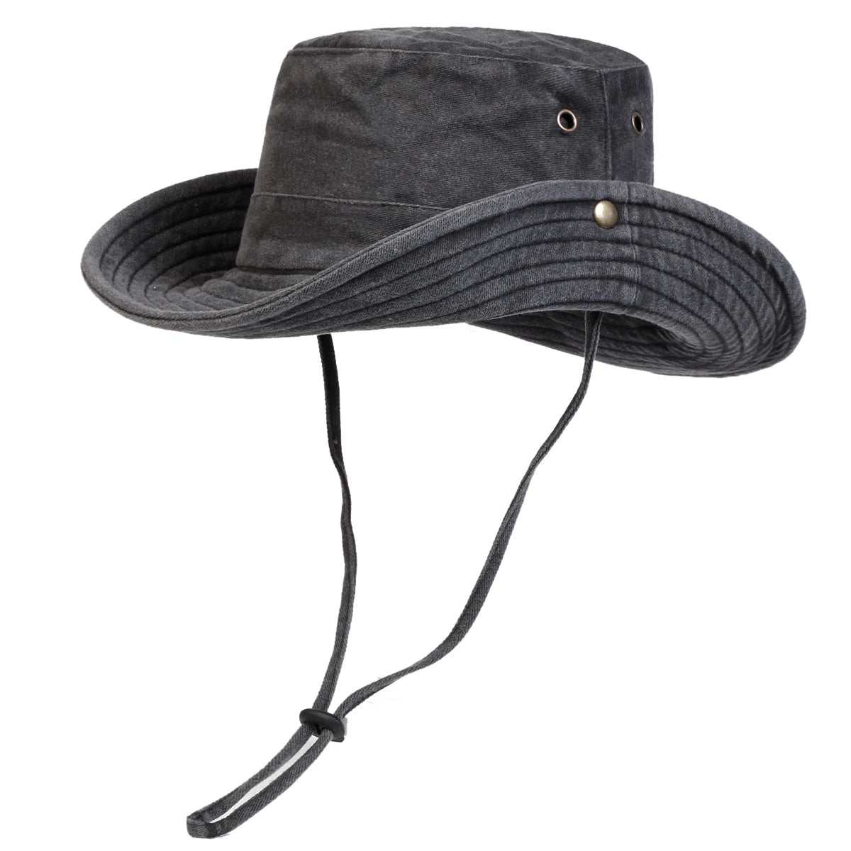 Men’s Solid Color Washed Big Eaved Outdoor Bucket Hat