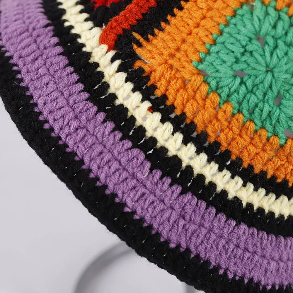 Handmade Contrasting Crochet Knitted Fisherman Bucket Hat